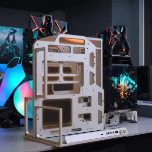 Socooler SOC A 360 Y Mid Tower Modular Open Air PC Case Full Aluminum Alloy Chassis Side Panel Window Easy Build for Gaming Rack