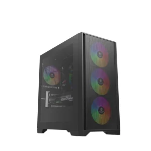 Steel Mesh Mid Tower SPCC MATX ITX PC Case with Side Panel Window, HD Audio, and 240mm Water Cooling Support