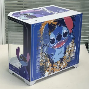 Stitch Customized Theme Cool Game Computer case HD UV Engraving Spray Paint Atx Three sided Tempered Glass Towers With Fan