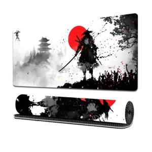 Stock Available Japanese Style Anti Slip Desk Pad Ink Wash Samurai Mouse Pad Keyboard Pad Rubber Material Office Accessory
