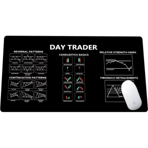 Stock Market Invest Day Trader Trading Mouse Pad Chart Patterns Cheat Sheet X Large Stitched Edges Heated