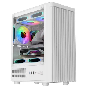 Swordsman Micro-ATX Mid-Tower PC Case with Mesh Strip Front Panel and 4 Expansion Slots
