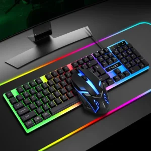 T WOLF TF230 Backlit Wired Gaming Combo RGBG Backlight Earphone Mouse Pad for PC Gaming & Office Use