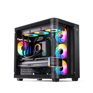 TK-3 Full Tower Computer Case with Tempered Glass and Plastic ATX Form Factor USB Front Ports Gaming Cabinet