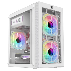 TS300 Mid Tower Desktop Case with Side Panel Window Small Gaming PC Computer Case