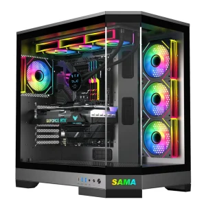 Tempered Glass Desktop Gaming PC Case with Large Storage