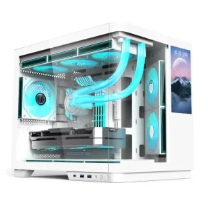 Tempered Glass Front Side Panel Computer Case Micro ATX Gaming PC Case with LCD Display