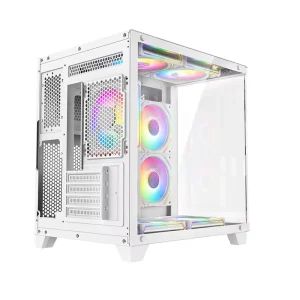 Tempered Glass Micro-ATX Gaming PC Case Mid Tower Chassis