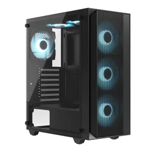 Tempered Glass Micro ATX Tower Gaming PC Case with Mesh Panel