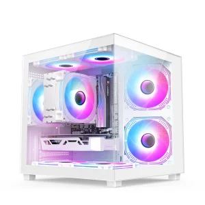 Tempered Glass Mid Tower Micro-ATX Gaming PC Case