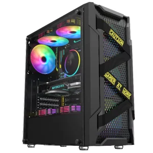 Titan Office PC Case Mesh Front Tempered Glass ATX Mid Tower Aluminum Alloy Letter Print