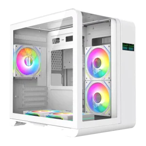 Top Mini Micro-ATX Mid Tower Computer Case with Curved Three-Sided Tempered Glass Panels