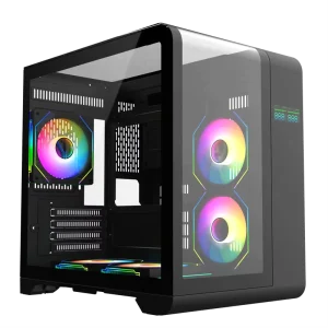 Top Mini Micro-ATX Mid Tower Computer Case with Full-View Triple Tempered Glass Panels