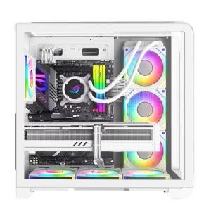 Top-Plus ATX Mid Tower Gaming Computer Case with Full-View Triple Tempered Glass Panels and Aluminum Alloy