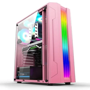 Twilight Pink Mid Tower PC Case with RGB Light ATX Form Factor Gaming Case