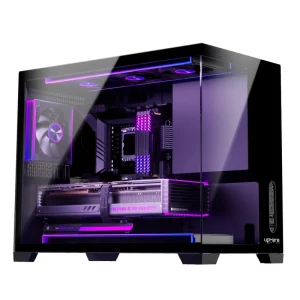 UC02 Panoramic Gaming Computer Case Dual-Layer Tempered Glass MATX ITX 360mm Liquid Cooling