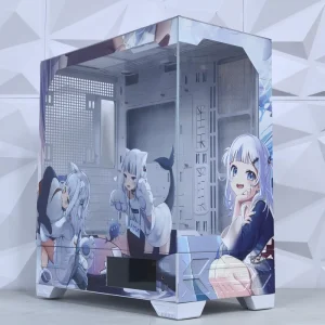 VK03 Shark Gura Vertical ATX Micro ATX Aluminum Alloy Gaming Computer Case with Side Panel Window Spcc Material