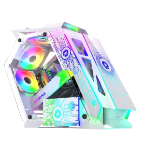 Vertical Mid-Tower Desktop Gaming PC Case with Cooling Fans