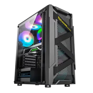 Vertical White Micro ATX Gaming PC Case with Tempered Glass