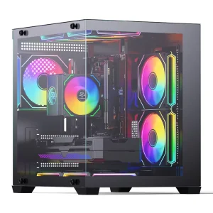 Victory ATX Mid Tower Gaming Case Mesh Front ARGB Tempered Glass Side Panel Aluminum Alloy MATX