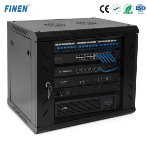 WS Wall Mountable 19” U Server Rack Front Tempered Glass Hinged Side Doors Powder Coated SPCC EIA 310 Standard Stock
