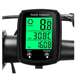 Waterproof Bike Speedometer with Speed and Temperature Display and Light