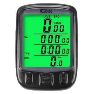 Waterproof Digital Bike Computer with Backlit LCD Display, Odometer, and Stopwatch