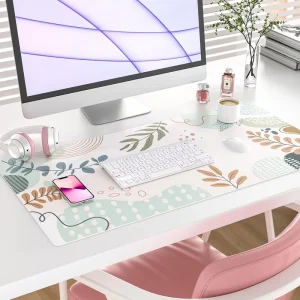 Waterproof One Sided Gaming PVC Leather Mouse Pad with Ergonomic Wrist Rest Chamois Leather Surface Customizable Size in Stock