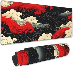 Wave Expansion Cartoon Scratch Proof Gaming Mouse Pad Large Non Slip Base Sewn Edge Customized Logo Desk Mat in Stock