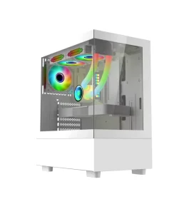 White ATX Gaming PC Case with Tempered Glass