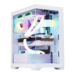 White ATX Mid Tower Gaming PC Case with Tempered Glass