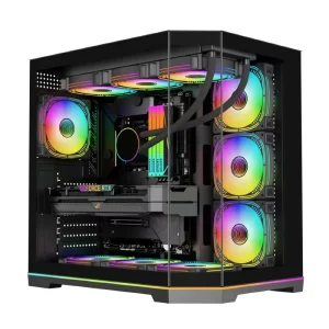 White ATX Mid Tower Gaming PC Case with Transparent Glass Sides