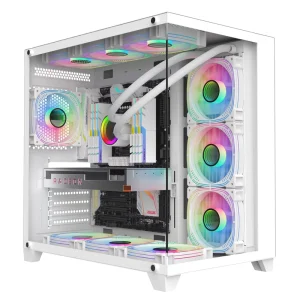 White Full Tower ATX Gaming PC Case with RGB Fans