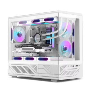 White Gaming PC Case M-ATX Mini-ITX Tempered Glass Type-C Port