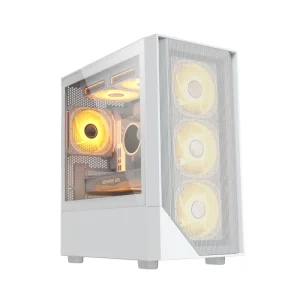 White High Airflow Mesh Front Panel Aluminum Alloy Mid Tower Gaming PC Case Side Panel Window