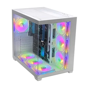 White M-ATX Gaming PC Case with USB 3.0, RGB Fan, Water Cooling
