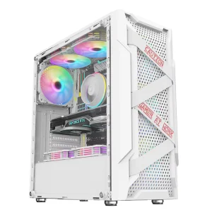 White Micro ATX ATX PC Case Fans LED Handle