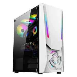 White Micro-ATX Gaming PC Case with RGB