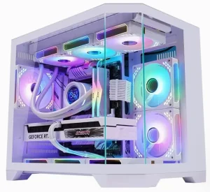 White Mid-Tower Gaming Computer Case with Tempered Glass
