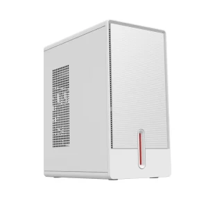 White Mid Tower Mini ITX 0.6mm SPCC Steel Desktop Computer Case with 12cm Cooling Fan Fits Micro ATX Mini ATX PSUs
