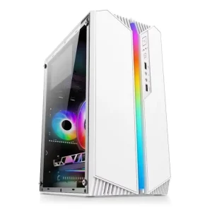 White RGB Light Effect Mini Full Side Through Game Business Office Computer Desktop Chassis DIYUSB30 MicroATX Vertical