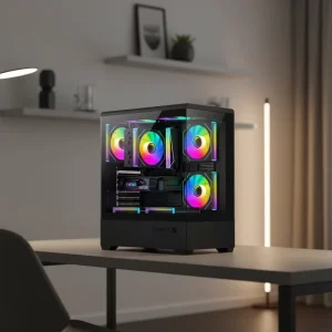 White Tempered Glass MicroATX ITX Gaming PC Case with 330mm GPU and 170mm CPU Cooler Support