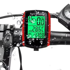 Wired Bicycle Computer with Odometer, Stopwatch, and Speed Counter