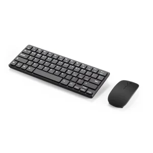 Wireless 5-Row Chocolate Black UK Spanish Keyboard and Mouse Combo for Tablet or Laptop