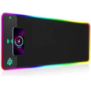 Wireless RGB Rubber Gaming Mouse Pad 10W Fast Charging 10 Light Modes Non Slip Waterproof Customized Printing OEM ODM Supported
