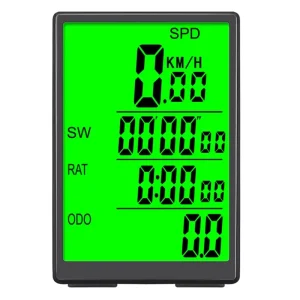 Wireless Waterproof Bicycle Computer Speedometer with Green LCD Backlight