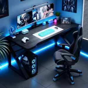 Wooden Factory Customizable Desktop Gaming Desk and Chair Set for Bedroom Office Use