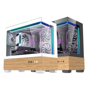 Wooden Pc Case OEM Tempered Glass Gaming Computer Cabinet Desktop PC Case