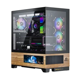 Wooden Tempered Glass Mesh Micro-ATX Custom PC Case with Side Panel Window