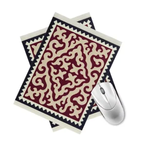 Woven Rug Design Carpet Mouse Pad with Natural Rubber and Tassel Gaming Style Scratch-Resistant Regular Size